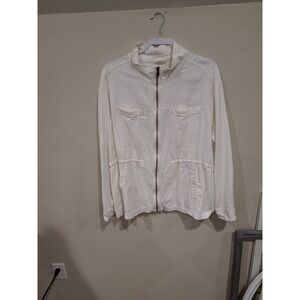 Old Navy Linen Blend Ivory Women SZ XXL lightweight jacket coastal Beachy casual
